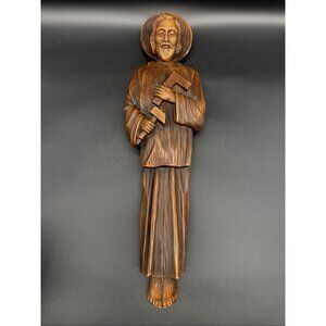 Vintage Saint Joseph Carpenter 18.5” Plaster Religious Wall Art Decor Plaque